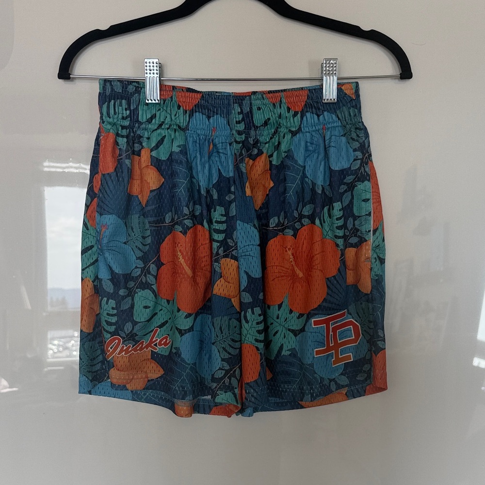 Inaka Power Floral Athletic Shorts - Blue and Orange